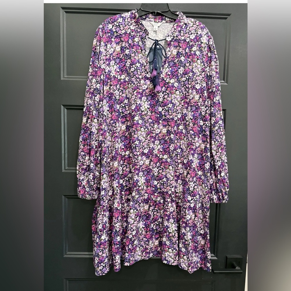 NWT Crown & Ivy Petit floral Cottage Core Tiered Dress with pockets PL